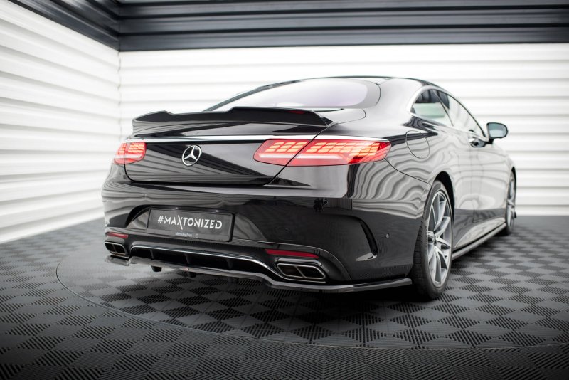 Maxton Mittlerer Cup Diffusor Heck Ansatz Mercedes-Benz S Coupe AMG-Line C217 Facelift schwarz Hochglanz ME-S-C217-AMGLINE-C-RD1G+RD2-G