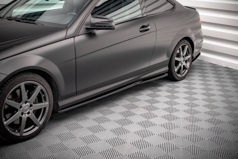 Maxton Seitenschweller Ansatz für Mercedes-Benz C Coupe AMG-Line C204 schwarz Hochglanz ME-C-204F-AMGLINE-C-SD1-G