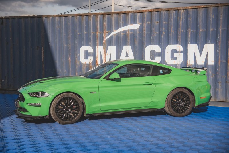 Maxton Street Pro Seitenschweller Ansatz für V.1 für + Flaps Ford Mustang GT Mk6 Facelift schwarz Hochglanz FOMU6FGTCNC-SD1B+SRF1-G