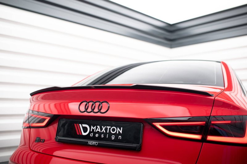 Maxton Spoiler CAP Abrisskante Audi A3 / A3 S-Line / S3 / RS3 Limousine 8V schwarz Hochglanz AU-A3-8V-S-CAP1-G