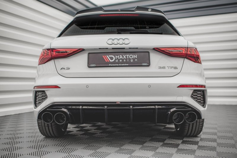 Maxton Diffusor Heck Ansatz + Endschalldampfer Sportauspuff Attrappe Audi A3 S-Line Sportback 8Y AU-A3-8Y-SLINE-RS1G+CHROME