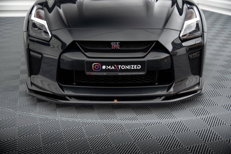 Maxton Front Ansatz V.1 Nissan GTR R35 Facelift schwarz Hochglanz NI-GTR-4F3-FD1-G