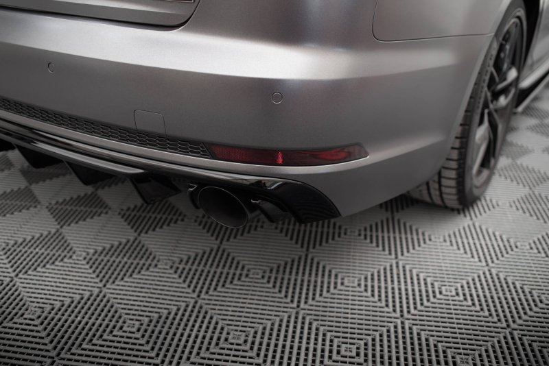 Maxton Diffusor Heck Ansatz Audi A4 S-line B9 (Version mit Einzel-Auspuffendrohren beidseitig) AU-A4-B9-SLINE-RS1GO_O