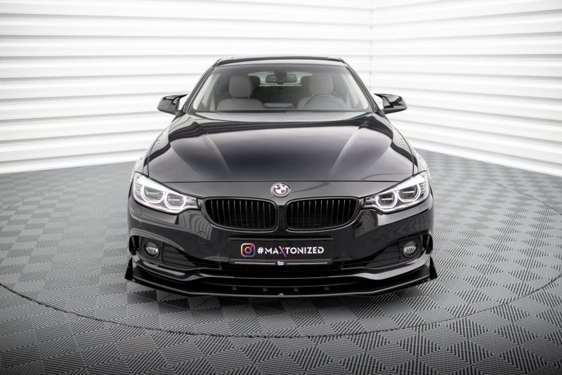 Maxton Street Pro Front Ansatz für +Flaps für + Flaps BMW 4er Gran Coupe F36 schwarz Hochglanz BM4F36GCCNC-FD1B+FSF1-G