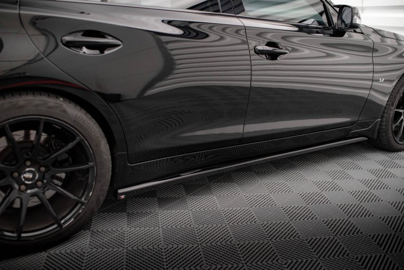 Maxton Seitenschweller Ansatz für Infiniti Q50 S Mk1 schwarz Hochglanz IN-Q50S-1-SD1-G
