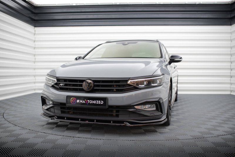 Maxton Front Ansatz V.1 VW Passat R-Line B8 Facelift schwarz Hochglanz VW-PA-B8F-RLINE-FD1-G
