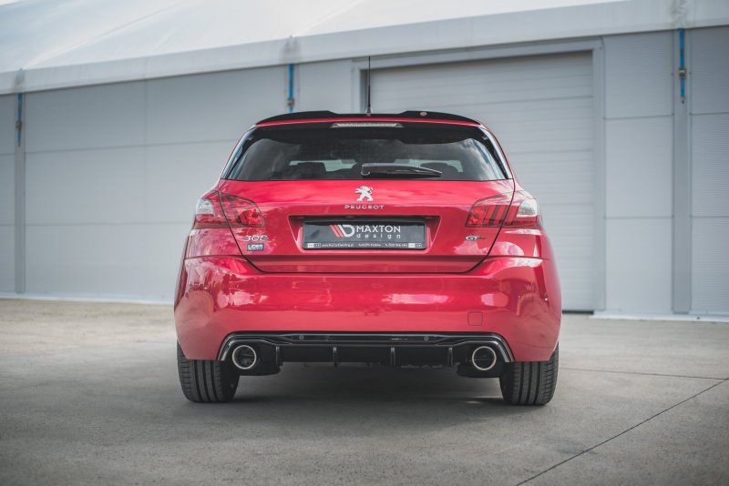 Maxton Diffusor Heck Ansatz + Endschalldampfer Sportauspuff Attrappe Peugeot 308 GT Mk2 Facelift PE-308-2F-GT-RS1G+CHROME
