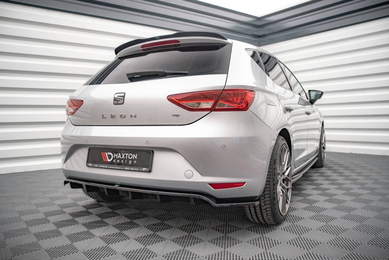 Maxton Mittlerer Diffusor Heck Ansatz DTM Look für Seat Leon Hatchback Mk3 schwarz Hochglanz SE-LE-3-RD1G+RD2-G
