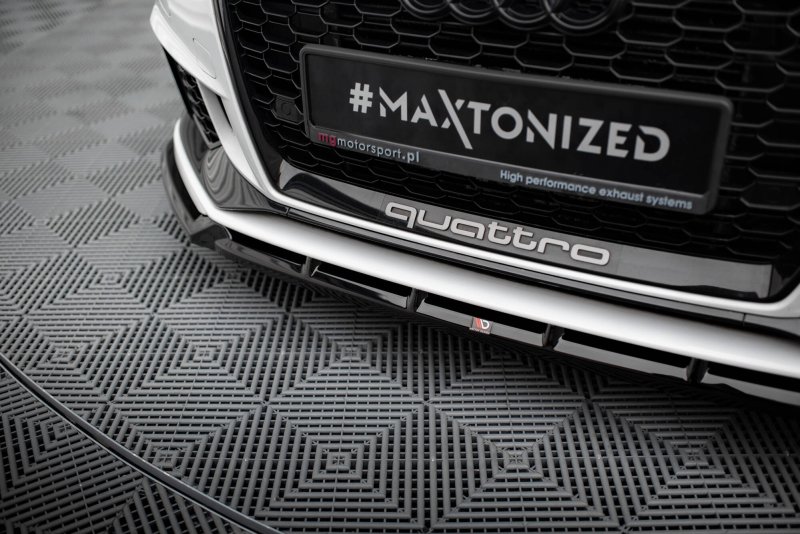 Maxton Front Ansatz V.3 Audi RS3 Limousine 8V Facelift schwarz Hochglanz AU-RS3-8VF-S-FD3-G