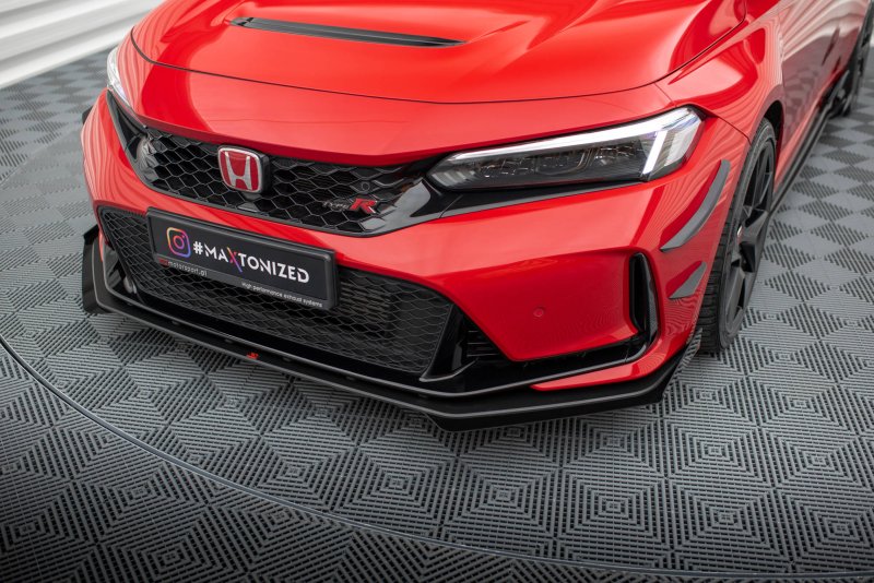 Maxton Street Pro Front Ansatz für +Flaps für + Flaps Honda Civic Type-R Mk 11 schwarz Hochglanz HOCI11TYPERCNC-FD1B+FSF1-G