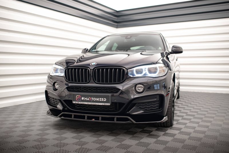 Maxton Front Ansatz V.2 für BMW X6 M-Paket F16 schwarz Hochglanz BM-X6-16-MPACK-FD2G+FD2R-G