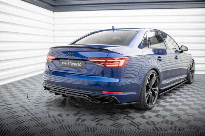 Maxton Mittlerer Diffusor Heck Ansatz DTM Look für Audi A4 Competition B9  schwarz Hochglanz AU-A4-B9-COMP-RD1G+RD2-G