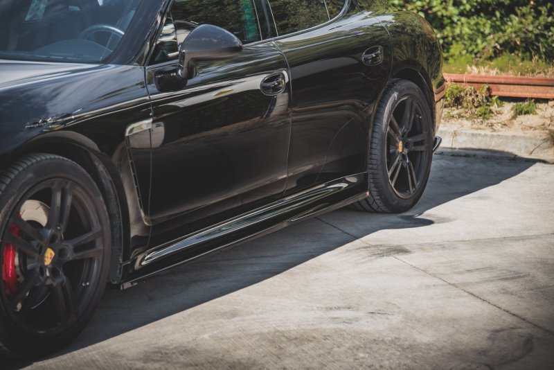 Maxton Seitenschweller Ansatz für V.1 für Porsche Panamera Turbo 970 Facelift schwarz Hochglanz PO-PA-970-T-SD1-G