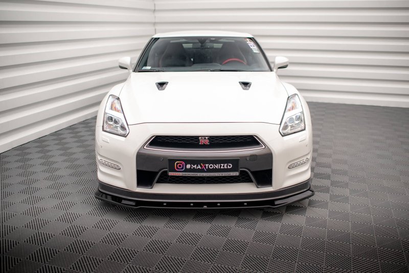 Maxton Front Ansatz für Nissan GTR R35 Facelift schwarz Hochglanz NI-GTR-4F2-FD1-G