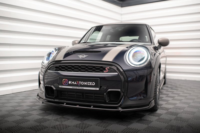 Maxton Front Ansatz V.2 für Mini Cooper S F56 Facelift schwarz Hochglanz MC-S-3F-56-JCW-FD2-G