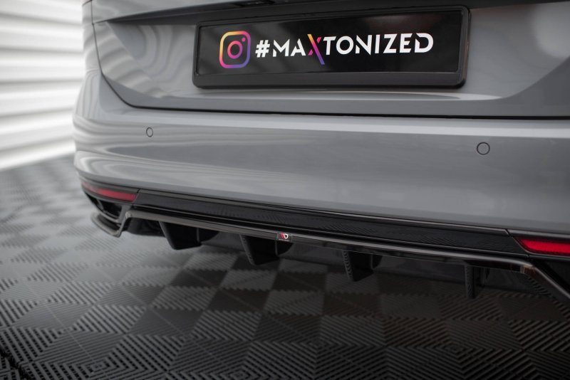 Maxton Mittlerer Cup Diffusor Heck Ansatz VW Passat R-Line B8 Facelift schwarz Hochglanz VW-PA-B8F-RLINE-RD1G+RD2-G