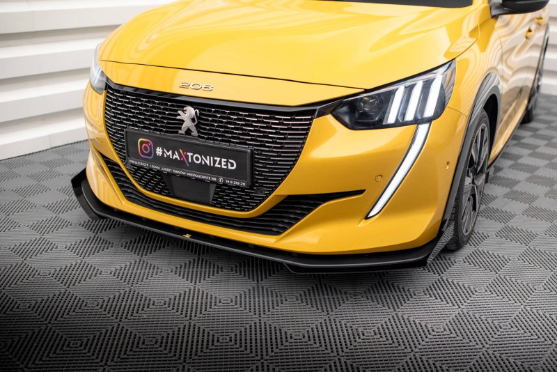 Maxton Street Pro Front Ansatz für +Flaps für + Flaps Peugeot 208 GT Mk2 schwarz Hochglanz PE2082GTCNC-FD1BRB+FSF1-G