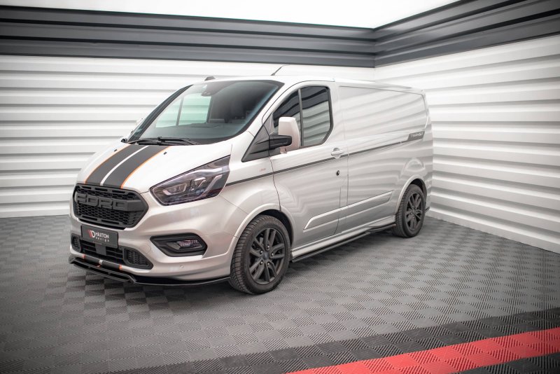 Maxton Seitenschweller Ansatz für Ford Transit Custom ST-Line Mk1 Facelift schwarz Hochglanz FO-TRC-1F-STLINE-SD1-G