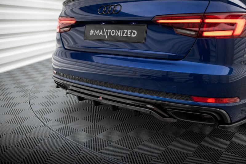 Maxton Mittlerer Diffusor Heck Ansatz DTM Look für Audi A4 Competition B9  schwarz Hochglanz AU-A4-B9-COMP-RD1G+RD2-G