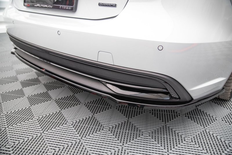 Maxton Mittlerer Diffusor Heck Ansatz für Audi A7 C8 schwarz Hochglanz AU-A7-C8-RD1-G
