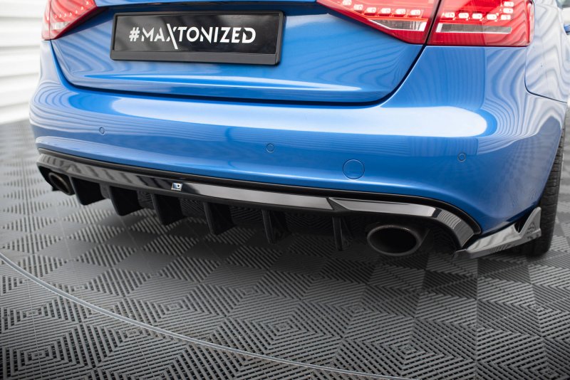 Maxton Diffusor Heck Ansatz Audi A4 S-Line Limousine / Avant B8 (Version mit Einzel-Auspuffendrohren beidseitig) AU-S4-B8-RS1GO_O