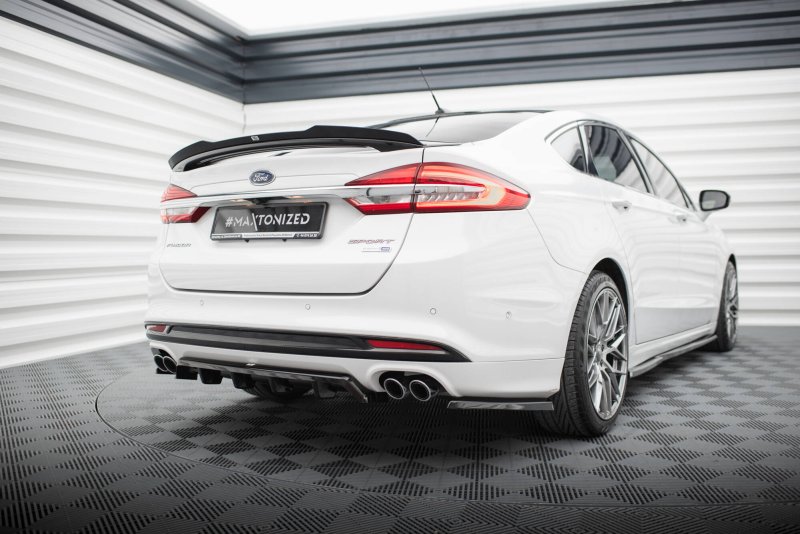 Maxton Mittlerer Cup Diffusor Heck Ansatz Ford Mondeo Sport Mk5 Facelift / Fusion Sport Mk2 Facelift schwarz Hochglanz FO-MO-5F-SPORT-RD1G+RD2-G