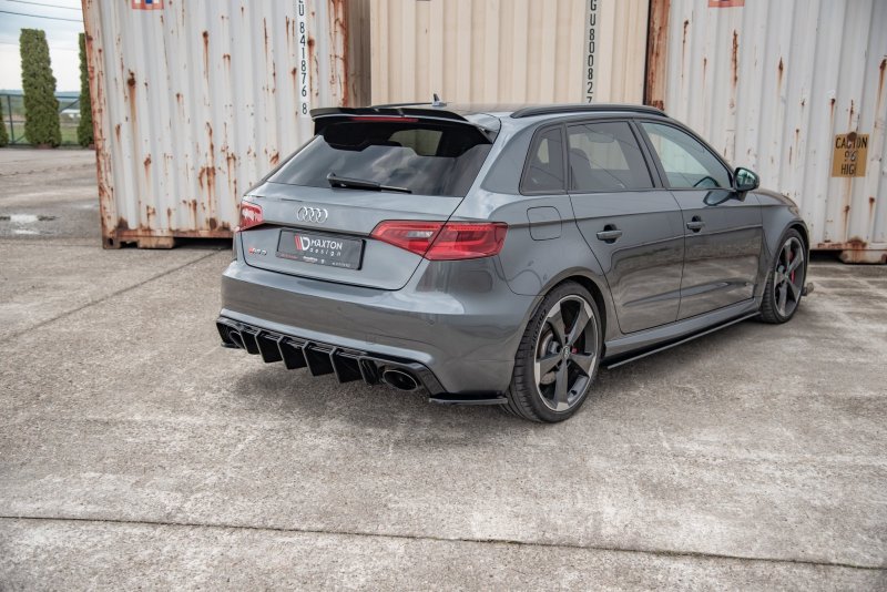 Maxton Heck Ansatz Flaps Diffusor V.2 für Audi RS3 8V Sportback schwarz Hochglanz AU-RS3-8V-RSD2-G