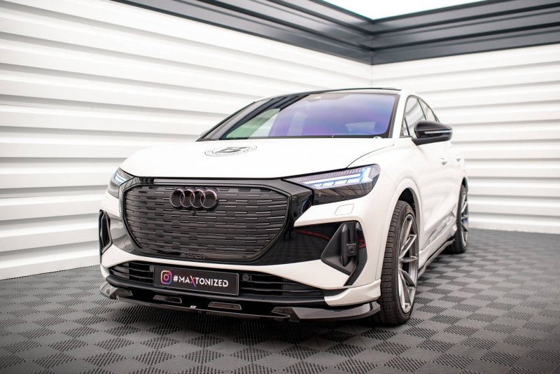 Maxton Front Ansatz V.1 für Audi Q4 e-tron Sportback Mk1 schwarz Hochglanz AU-Q4-ETRON-1-SB-FD1-G
