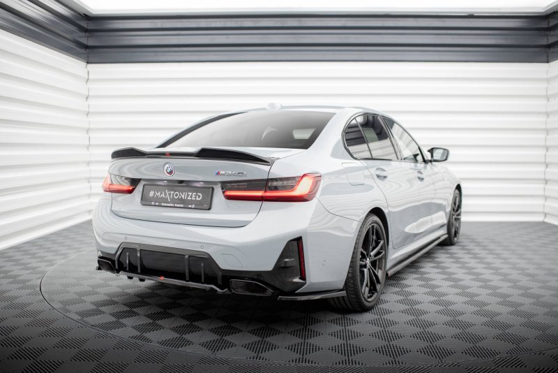 Maxton Spoiler CAP für 3D BMW 3er M340i / M-Paket Limousine G20 Facelift schwarz Hochglanz BM-3-G20F-MPACK-CAP1-G