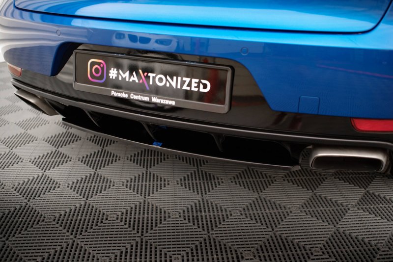 Maxton Mittlerer Diffusor Heck Ansatz für Porsche Macan Mk1 schwarz Hochglanz PO-MA-1-RD1-G