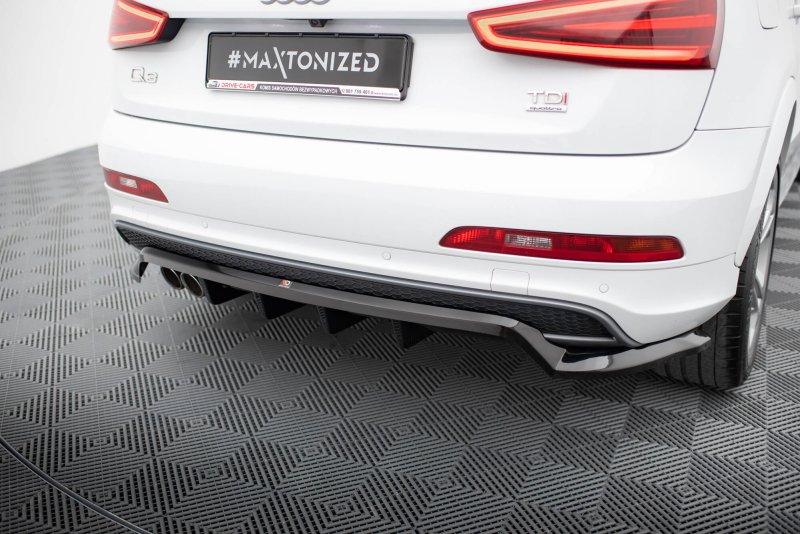 Maxton Mittlerer Cup Diffusor Heck Ansatz Audi Q3 S-line 8U schwarz Hochglanz AU-Q3-1-SLINE-SB-RD1G+RD2-G