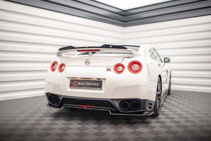 Maxton Spoiler CAP für Nissan GTR R35 Facelift schwarz Hochglanz NI-GTR-4F2-CAP1-G