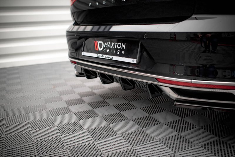 Maxton Diffusor Heck Ansatz für Volkswagen Passat B8 Facelift schwarz Hochglanz VW-PA-B8F-RS1-G