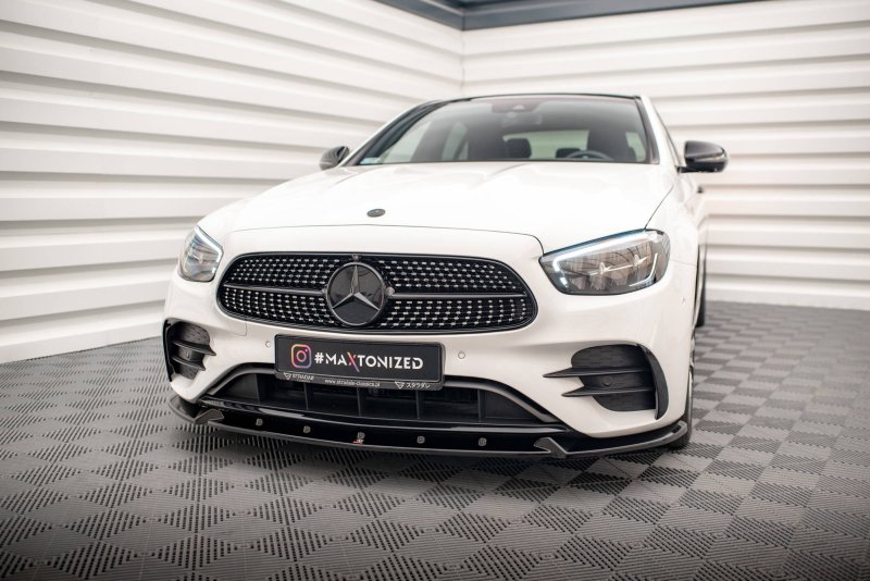 Maxton Front Ansatz V.2 für Mercedes-Benz E AMG-Line W213 Facelift schwarz Hochglanz ME-E-213F-AMGLINE-FD2-G