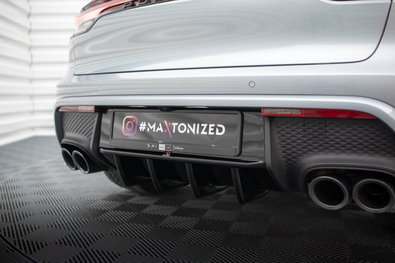 Maxton Diffusor Heck Ansatz für Porsche Macan Mk1 Facelift 2 schwarz Hochglanz PO-MA-1F2-RS1-G