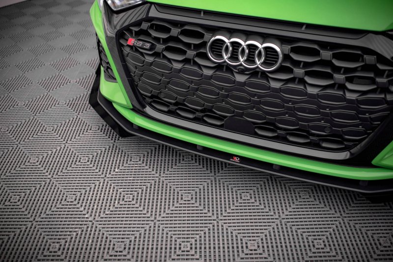 Maxton Street Pro Front Ansatz für +Flaps für V.1 + Flaps Audi RS3 8Y schwarz Hochglanz AURS38YCNC-FD1BRB+FSF1-G