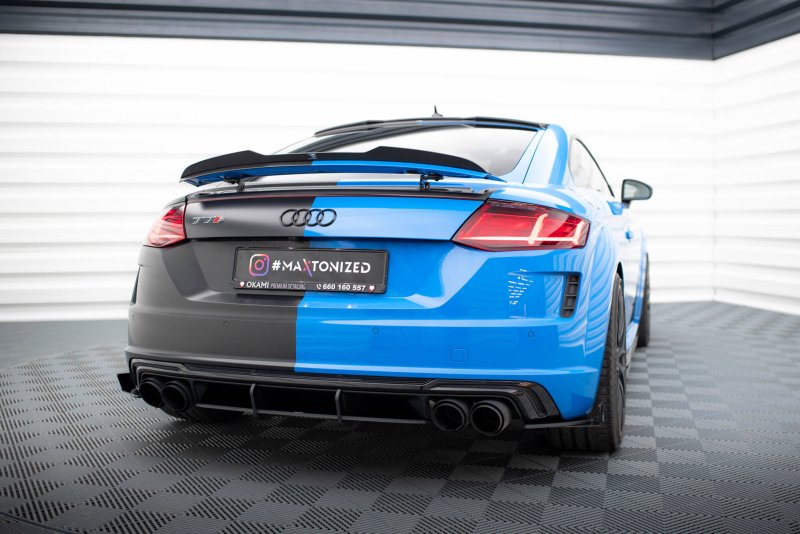 Maxton Street Pro Heck Ansatz Flaps Diffusor + Flaps Audi TT S 8S Facelift schwarz Hochglanz AUTT3SCNC-RSD1B+RSF1-G
