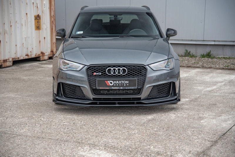 Maxton Racing Front Ansatz für passend +Flaps für Audi RS3 8V Sportback schwarz Hochglanz AURS38VCNC-FD3B+FSF1-G