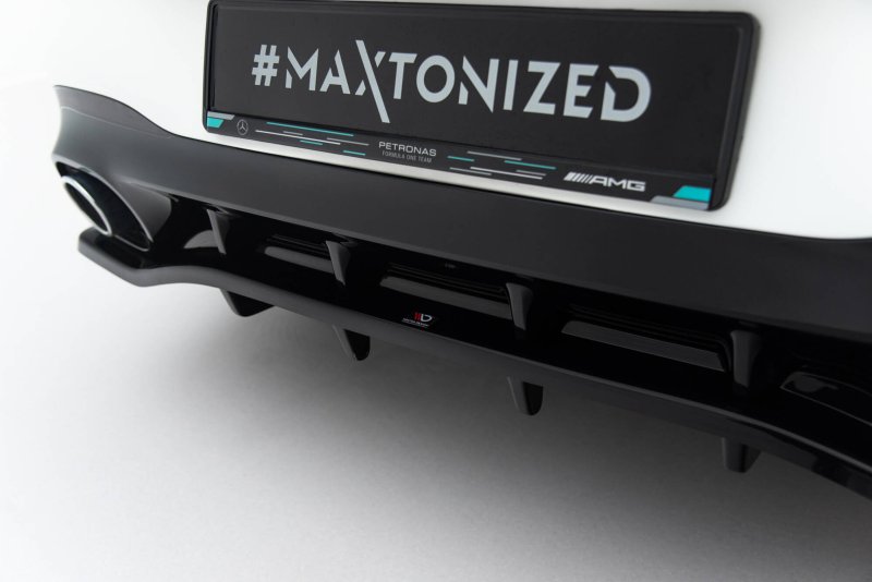 Maxton Mittlerer Cup Diffusor Heck Ansatz Mercedes-AMG CLA 35 / 45 Coupe / Shooting Brake C118 Facelift / X118 Facelift schwarz Hochglanz ME-CLA-118-45AMG-RD1G+RD2-G