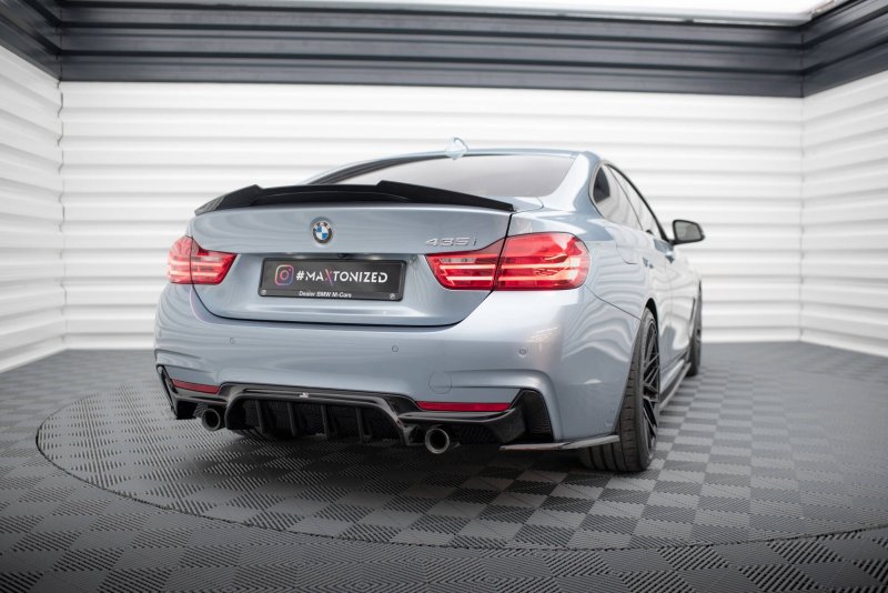 Maxton Diffusor Heck Ansatz BMW 4er Coupe / Gran Coupe / Cabrio M-Paket F32 / F36 / F33 (Version mit Einzelauspuff auf beiden Seiten) BM-4-F32-MPACK-RS1GO_O