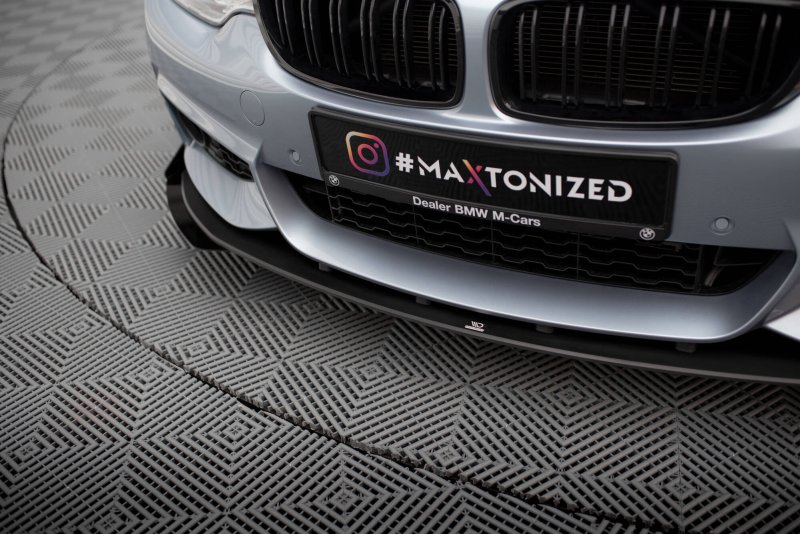 Maxton Street Pro Front Ansatz + Flaps BMW 4er Coupe / Gran Coupe / Cabrio M-Paket F32 / F36 / F33 schwarz Hochglanz BM4F32MPACKCNC-FD4BRB+FSF1-G