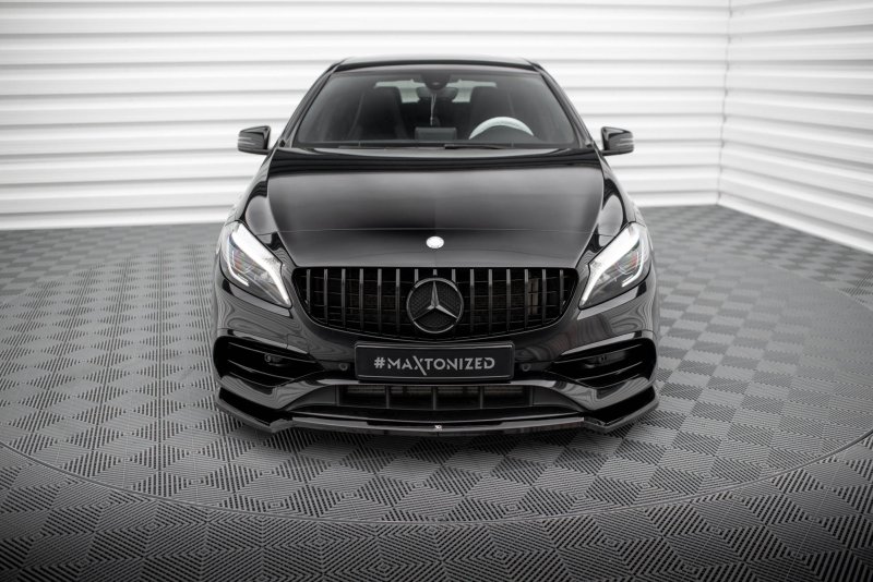 Maxton Front Ansatz V.1 Mercedes-Benz A AMG-Line W176 Facelift schwarz Hochglanz ME-A-176F-AMGLINE-FD1-G