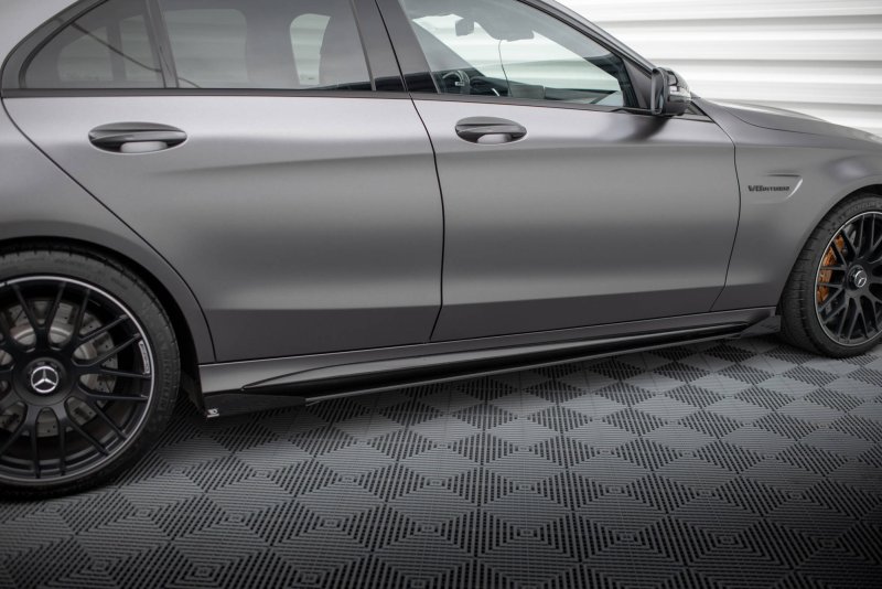 Maxton Side Flaps Mercedes-AMG C63 Limousine / Kombi W205 Facelift schwarz Hochglanz MEC205F63CNC-SF1-G