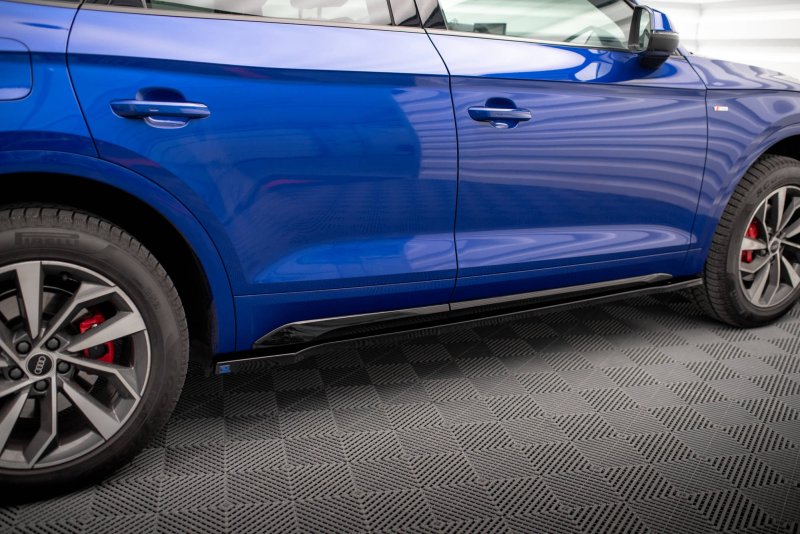 Maxton Seitenschweller Ansatz für Audi SQ5 / Q5 S-Line SUV / Sportback Mk2 Facelift schwarz Hochglanz AU-SQ5-2F-SB-SD1-G