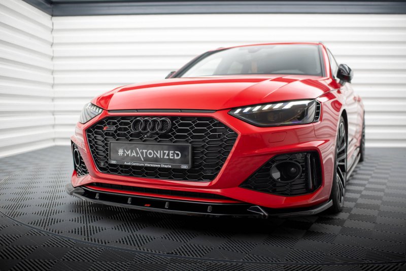 Maxton Front Ansatz V.2 Audi RS4 B9 Facelift schwarz Hochglanz AU-RS4-B9F-FD2-G