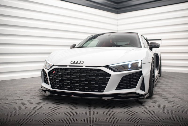 Maxton Front Ansatz V.3 für Audi R8 Mk2 Facelift schwarz Hochglanz AU-R8-2F-FD4G+FD4R-G
