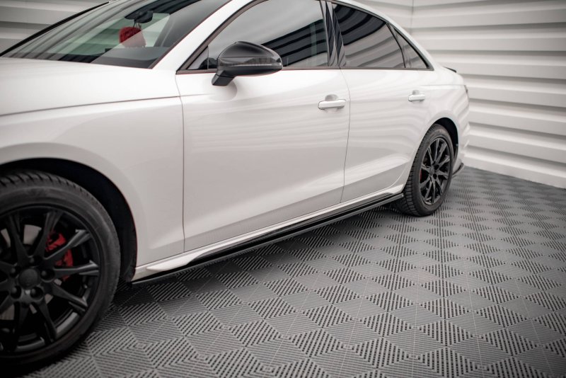 Maxton Seitenschweller Ansatz für Audi A4 B9 Facelift schwarz Hochglanz AU-A4-B9F-SD1-G