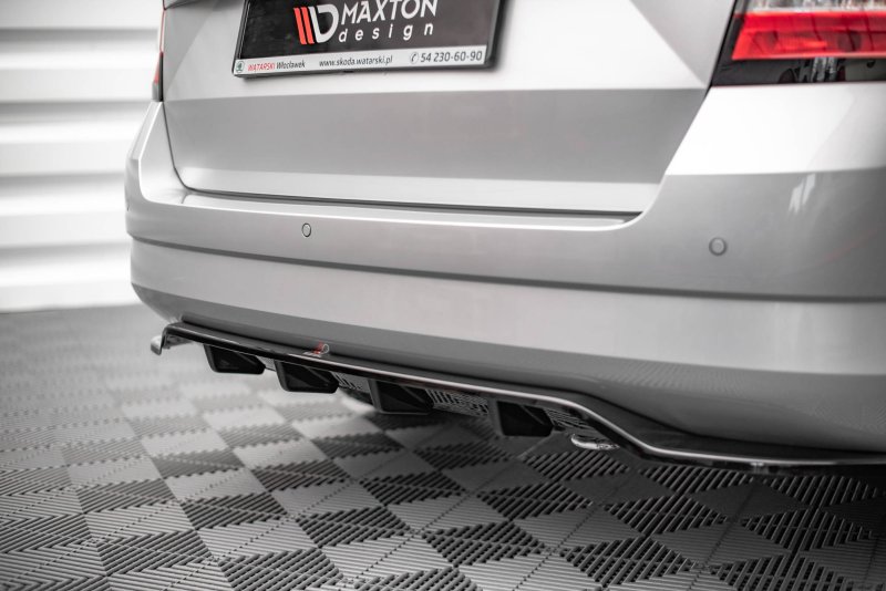 Maxton Mittlerer Diffusor Heck Ansatz DTM Look für Skoda Fabia Combi Mk3 schwarz Hochglanz SK-FA-3-RD1G+RD2-G