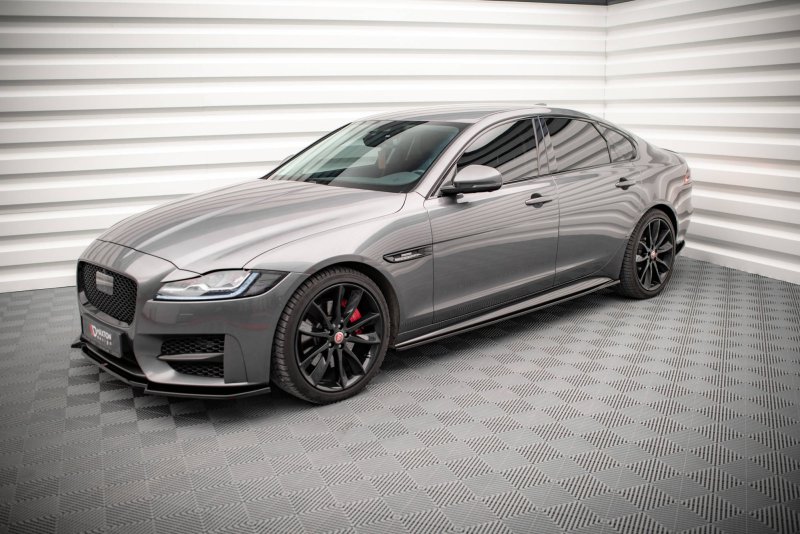 Maxton Seitenschweller Ansatz für Jaguar XF R-Sport Mk2 schwarz Hochglanz JA-XF-2-RSPORT-SD1-G