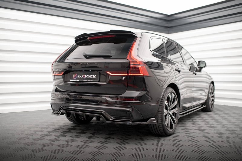 Maxton Mittlerer Diffusor Heck Ansatz DTM Look für Volvo XC60 R-Design Mk2 Facelift schwarz Hochglanz VO-XC60-2F-RDESIGN-RD1G+RD2-G